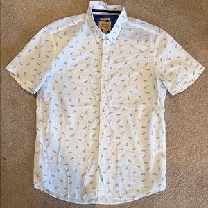 Joe Fresh Men's Cream Shirt with Blue Pattern L